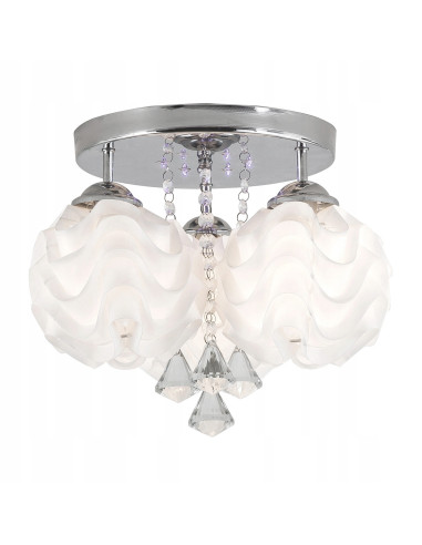 Plafon LED SADA z kryształami, nowoczesny design w kolorze biało-srebrnym do salonu, sypialni i jadalni