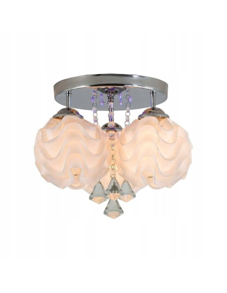 Plafon LED SADA z kryształami, nowoczesny design w kolorze biało-srebrnym do salonu, sypialni i jadalni