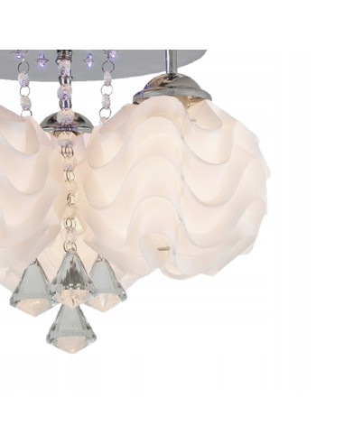 Plafon LED SADA z kryształami, nowoczesny design w kolorze biało-srebrnym do salonu, sypialni i jadalni