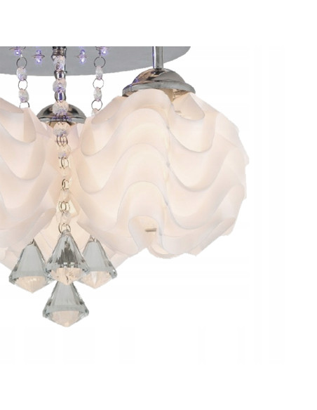 Plafon LED SADA z kryształami, nowoczesny design w kolorze biało-srebrnym do salonu, sypialni i jadalni