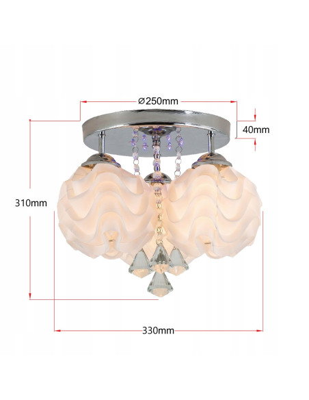 Plafon LED SADA z kryształami, nowoczesny design w kolorze biało-srebrnym do salonu, sypialni i jadalni