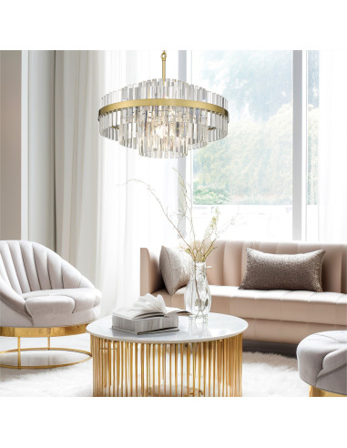 Lampa sufitowa glamour CONSTANTINOPLE z lustrzanymi detalami - elegancja do jadalni i salonu, regulowana wysokość 61-176 cm