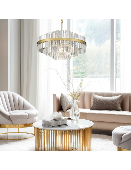 Lampa sufitowa glamour CONSTANTINOPLE z lustrzanymi detalami - elegancja do jadalni i salonu, regulowana wysokość 61-176 cm