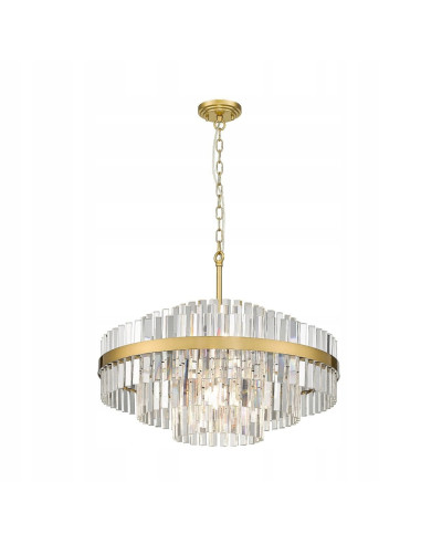 Lampa kryształowa CONSTANTINOPLE 12xG9 28W w złotej oprawie – elegancka dekoracja do salonu i jadalni