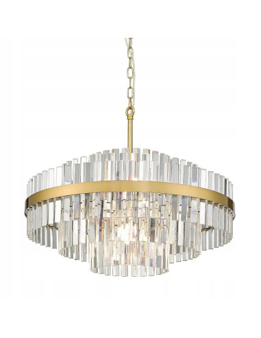 Lampa kryształowa CONSTANTINOPLE 12xG9 28W w złotej oprawie – elegancka dekoracja do salonu i jadalni