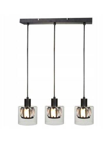 Lampa wisząca Elmo 3-punktowa, czarna, nowoczesny design do kuchni i salonu