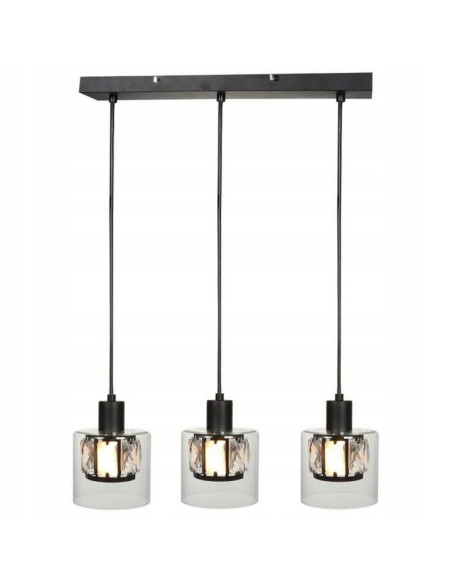 Lampa wisząca Elmo 3-punktowa, czarna, nowoczesny design do kuchni i salonu