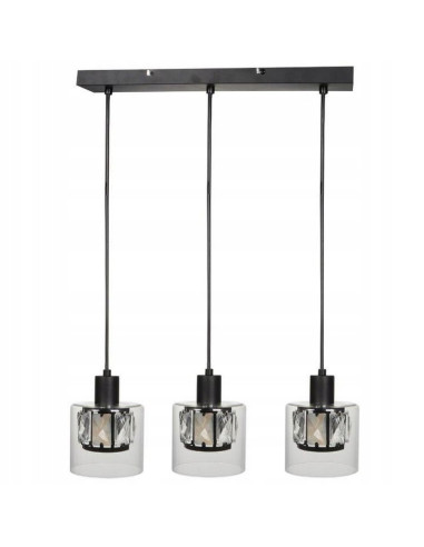 Lampa wisząca Elmo 3-punktowa, czarna, nowoczesny design do kuchni i salonu