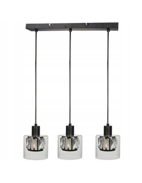 Lampa wisząca Elmo 3-punktowa, czarna, nowoczesny design do kuchni i salonu
