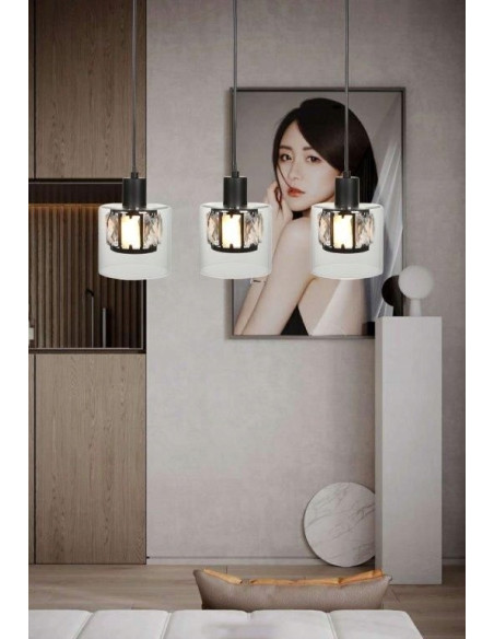 Lampa wisząca Elmo 3-punktowa, czarna, nowoczesny design do kuchni i salonu