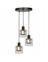 Lampa wisząca Elmo Glamour - czarna z przezroczystym kloszem, 3 źródła światła do stylowego wnętrza