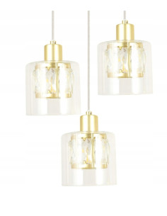 Elegancka lampa wisząca ELMO z kryształowymi kloszami, 3 źródła światła, idealna do jadalni i salonu 2