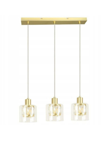 Elegancka lampa wisząca ELMO z kryształowymi kloszami, 3 źródła światła, idealna do jadalni i salonu