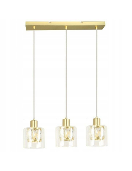 Elegancka lampa wisząca ELMO z kryształowymi kloszami, 3 źródła światła, idealna do jadalni i salonu