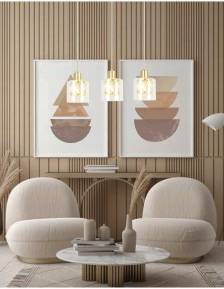 Elegancka lampa wisząca ELMO z kryształowymi kloszami, 3 źródła światła, idealna do jadalni i salonu