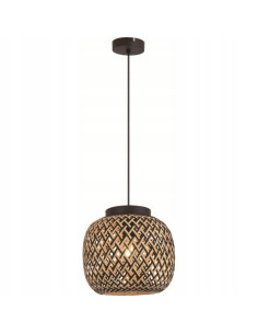 Lampa wisząca ELAINE z bambusa i metalu, 120 cm, czarna, nowoczesny design do biura i salonu