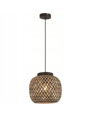 Lampa wisząca ELAINE z bambusa i metalu, 120 cm, czarna, nowoczesny design do biura i salonu