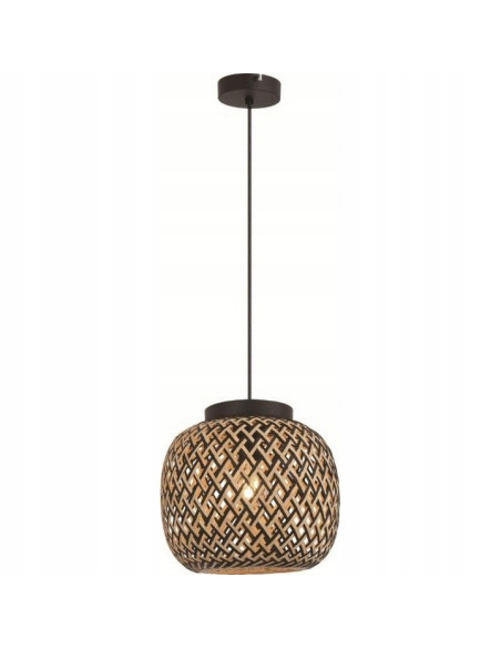 Lampa wisząca ELAINE z bambusa i metalu, 120 cm, czarna, nowoczesny design do biura i salonu