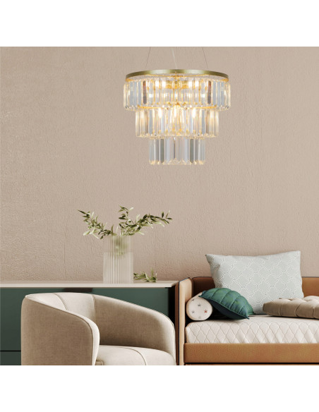 Lampa wisząca TIFANNY E14 z kryształami, metalowa, 4-punktowa, elegancki żyrandol do salonu i jadalni