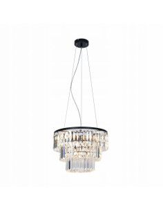 Lampa wisząca TIFANNY P17127-4 w glamour, czarna z kryształami, 4-punkty E14, idealna do eleganckich wnętrz