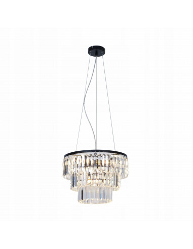 Lampa wisząca TIFANNY P17127-4 w glamour, czarna z kryształami, 4-punkty E14, idealna do eleganckich wnętrz