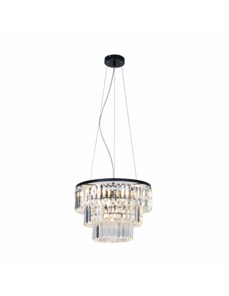 Lampa wisząca TIFANNY P17127-4 w glamour, czarna z kryształami, 4-punkty E14, idealna do eleganckich wnętrz