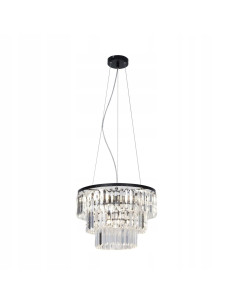 Lampa wisząca TIFANNY P17127-4 w glamour, czarna z kryształami, 4-punkty E14, idealna do eleganckich wnętrz 2