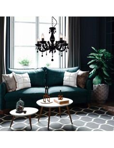 Lampa sufitowa glamour MAGNOLIA z kryształowymi detalami, 5 źródeł światła, czarna, elegancka ozdoba do wnętrz 2