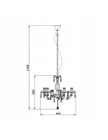 Lampa sufitowa glamour MAGNOLIA z kryształowymi detalami, 5 źródeł światła, czarna, elegancka ozdoba do wnętrz