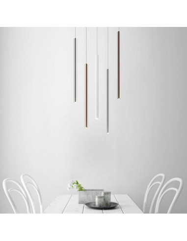 Lampa wisząca LOYA w złotym kolorze, nowoczesny design LED, idealna do jadalni i biura, metalowa, ciepłe światło