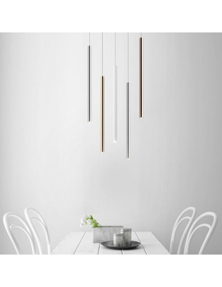 Lampa wisząca LOYA w złotym kolorze, nowoczesny design LED, idealna do jadalni i biura, metalowa, ciepłe światło