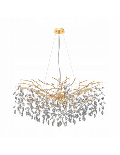 Lampa wisząca CINDY z drewnianym akcentem i złotymi detalami – elegancki element do salonu, jadalni i biura.