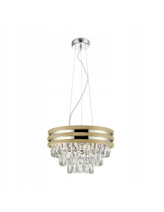 Lampa wisząca NAICA z kryształami i mosiężnym wykończeniem - elegancka do jadalni i salonu