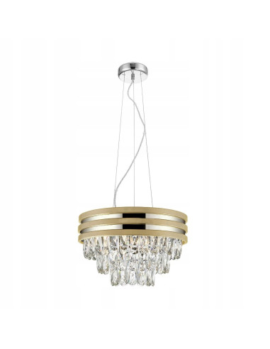 Lampa wisząca NAICA z kryształami i mosiężnym wykończeniem - elegancka do jadalni i salonu