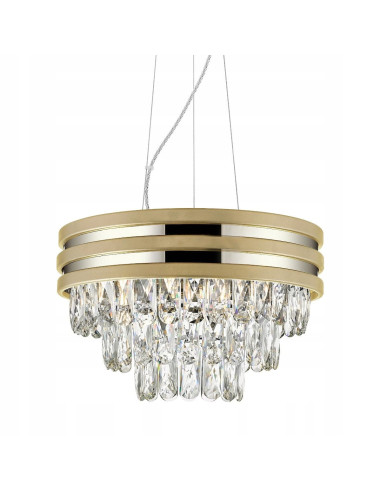 Lampa wisząca NAICA z kryształami i mosiężnym wykończeniem - elegancka do jadalni i salonu