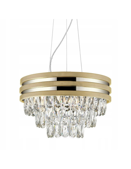 Lampa wisząca NAICA z kryształami i mosiężnym wykończeniem - elegancka do jadalni i salonu