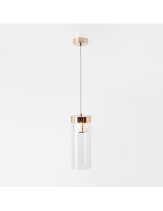 Lampa wisząca GEM w kształcie walca - nowoczesny zwis z regulacją wysokości i złotym wykończeniem do eleganckich wnętrz