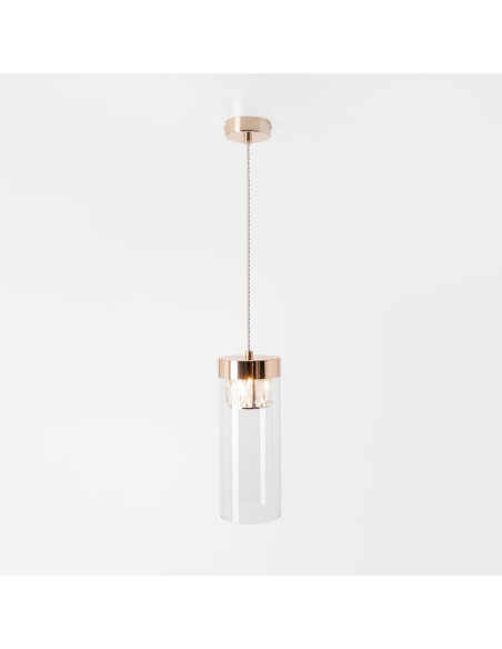 Lampa wisząca GEM w kształcie walca - nowoczesny zwis z regulacją wysokości i złotym wykończeniem do eleganckich wnętrz