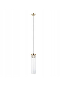 Lampa wisząca GEM w kształcie walca - nowoczesny zwis z regulacją wysokości i złotym wykończeniem do eleganckich wnętrz 2