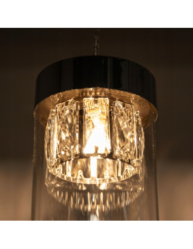 Lampa sufitowa GEM z kryształem - elegancki design w kolorze chromu od Zuma Line do nowoczesnych wnętrz