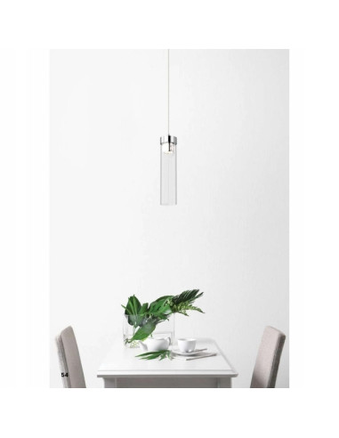 Lampa sufitowa GEM z kryształem - elegancki design w kolorze chromu od Zuma Line do nowoczesnych wnętrz