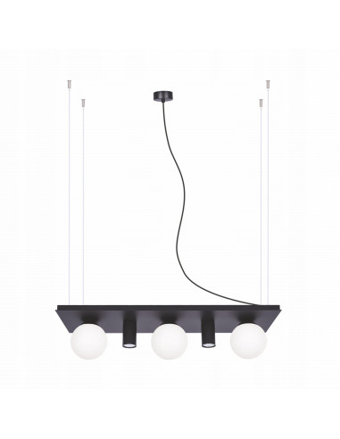 Lampa wisząca PLANT E14, pięciopłomienna, regulowana wysokość, czarna, elegancki design, Zuma Line