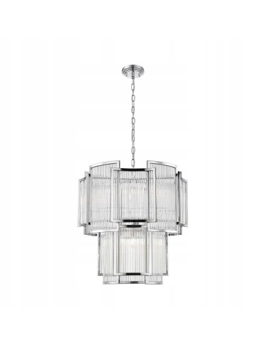 Lampa wisząca SERGIO z chromowanymi detalami i szklanymi ściankami - nowoczesne oświetlenie do eleganckich wnętrz