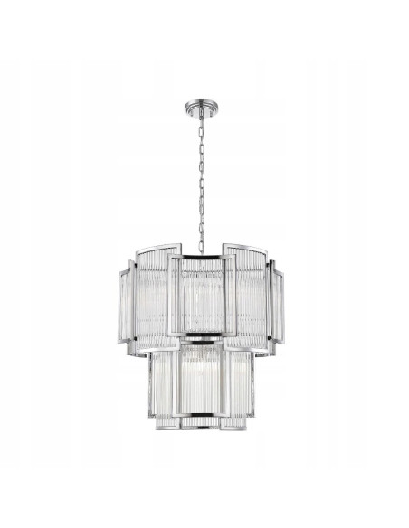 Lampa wisząca SERGIO z chromowanymi detalami i szklanymi ściankami - nowoczesne oświetlenie do eleganckich wnętrz