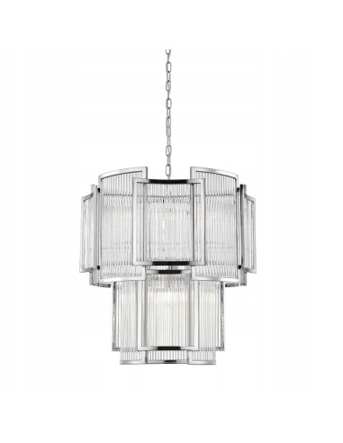 Lampa wisząca SERGIO z chromowanymi detalami i szklanymi ściankami - nowoczesne oświetlenie do eleganckich wnętrz