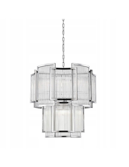 Lampa wisząca SERGIO z chromowanymi detalami i szklanymi ściankami - nowoczesne oświetlenie do eleganckich wnętrz