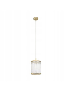 Lampa wisząca Złota SERGIO z regulowaną wysokością, szklanym kloszem, idealna do nowoczesnych wnętrz.