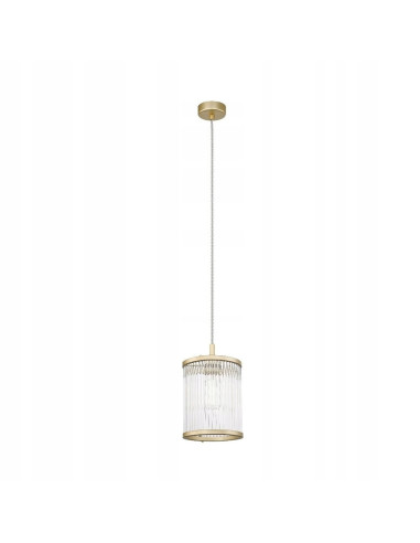 Lampa wisząca Złota SERGIO z regulowaną wysokością, szklanym kloszem, idealna do nowoczesnych wnętrz.