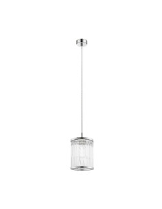 Lampa wisząca SERGIO w stylu nowoczesnym, cylindryczna, aluminium i szkło, E14, srebrna/bezbarwna, idealna do każdego wnętrza.