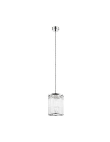 Lampa wisząca SERGIO w stylu nowoczesnym, cylindryczna, aluminium i szkło, E14, srebrna/bezbarwna, idealna do każdego wnętrza.